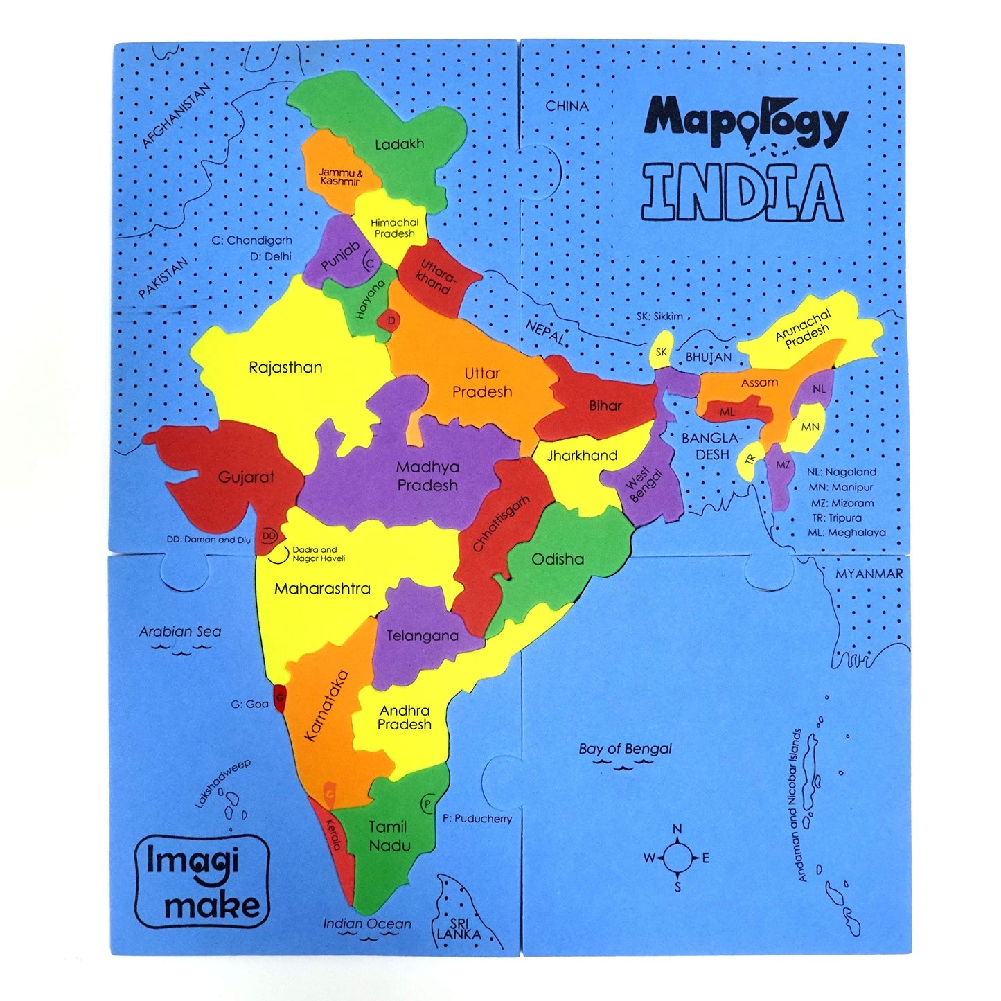 Imagimake Mapology India Map Puzzles - Geography For Kids - Learning & Educational Toys - Puzzles For Kids Ages 4-8 - Gift For 4, 5, 6, 7, 8 Year Old Boys & Girls