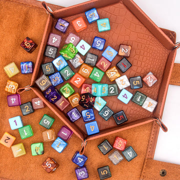 AUSTOR 70 Pieces 6 Sided Dice Mixed Color Polyhedral Dice Set 6 Sides Dices Assortment with a Black Velvet Storage Bag for DND R