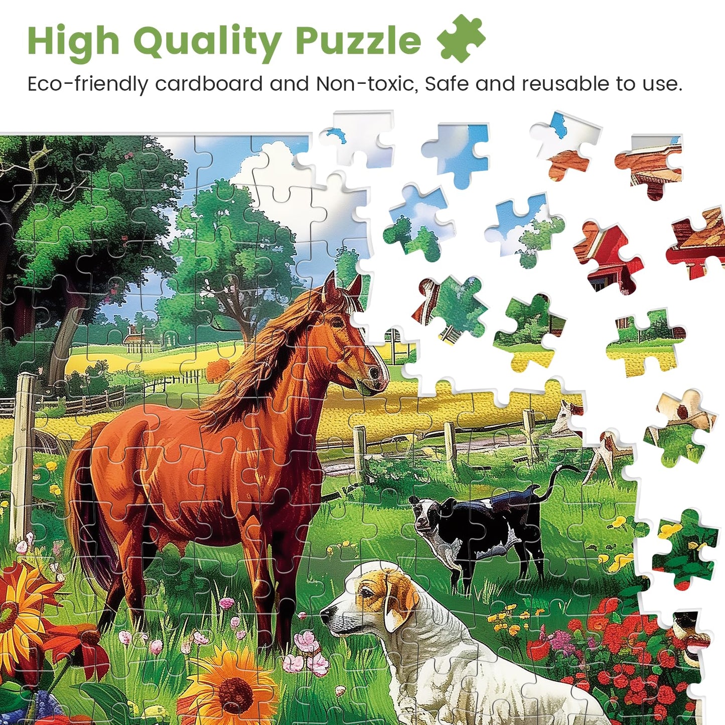 300 Piece Puzzles For Adults,Dogs And Horses Large Piece Jigsaw Puzzle For Adults Kids Seniors,Recycled Cardboard Dogs Puzzle 300 Piece,Family Activity Great Gift For Family Friends 20.5 * 15 In