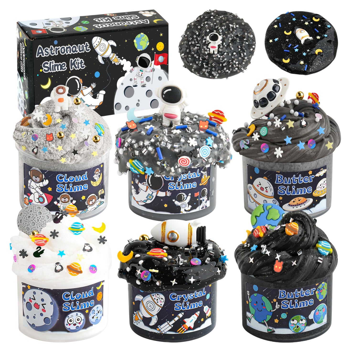6 Packs Galaxy Slime Kit - Cloud Slime, Butter Slime & Clear Slime, Space Slime For Kids With Slime Add-Ins, 360Ml Slime Kit For Boys & Girls Birthday Halloween Christmas Easter Party Favors (Galaxy)