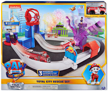 Paw Patrol True Metal Total City Rescue Track Set with Exclusive Marshall Vehicle, 1:55 Scale, Deluxe Playset for Kids Ages 3+