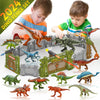 Oriate Jurassic Dinosaur Toys Catch N Run Fighting Playset, 32 Pcs Include Big T-Rex & Carnotaurus 12 Mini Dinosaur Figures 6 Fences 1 Egg Play Sets, Dinosaur Toys For Kids 2-4 3-5