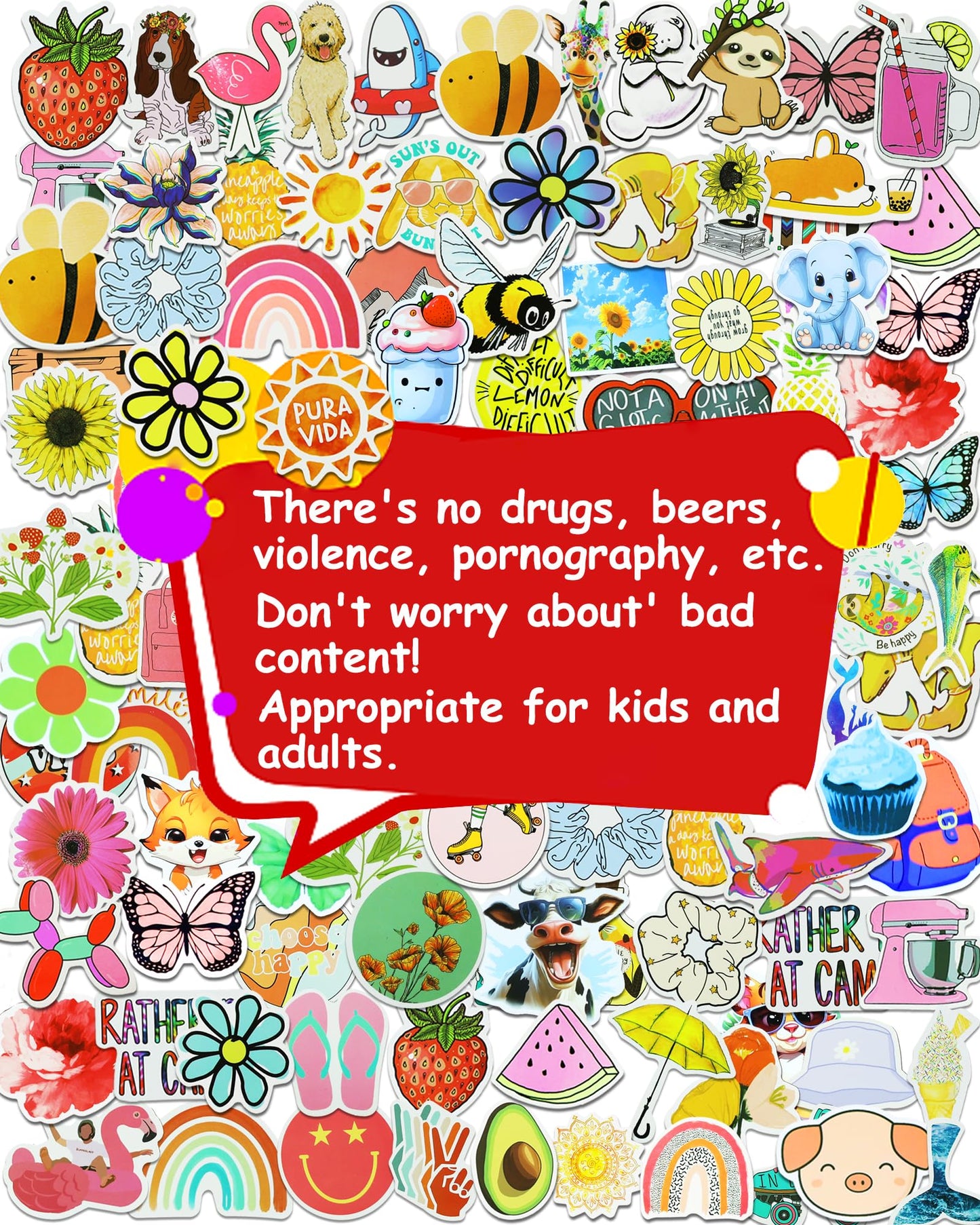 Eoaod 300Pcs Water Bottle Stickers For Kids, Cute Stickers For Water Bottles, Vinyl Waterproof Stickers Aesthetic Laptop Sticker
