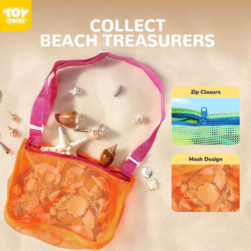 TOY Life Collapsible Beach Toys for Kids Ages 8-12 with 3 Seashell Bags, Sand Toys for Kids Ages 4-8, Toddler Beach Toys, Collap