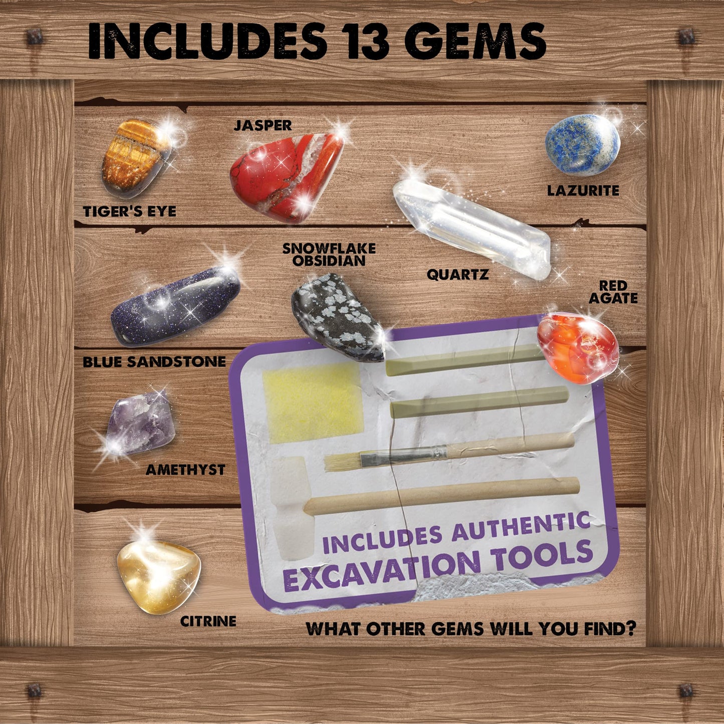 Mindware Dig It Up Giant Gem Discovery Kit - Gemstone Dig Kit Offers Geology For Kids With 12 Real Polished Hidden Gemstones - Includes 1 Giant Gem, Chiseling Tools, Gemstone Poster - Ages 4+