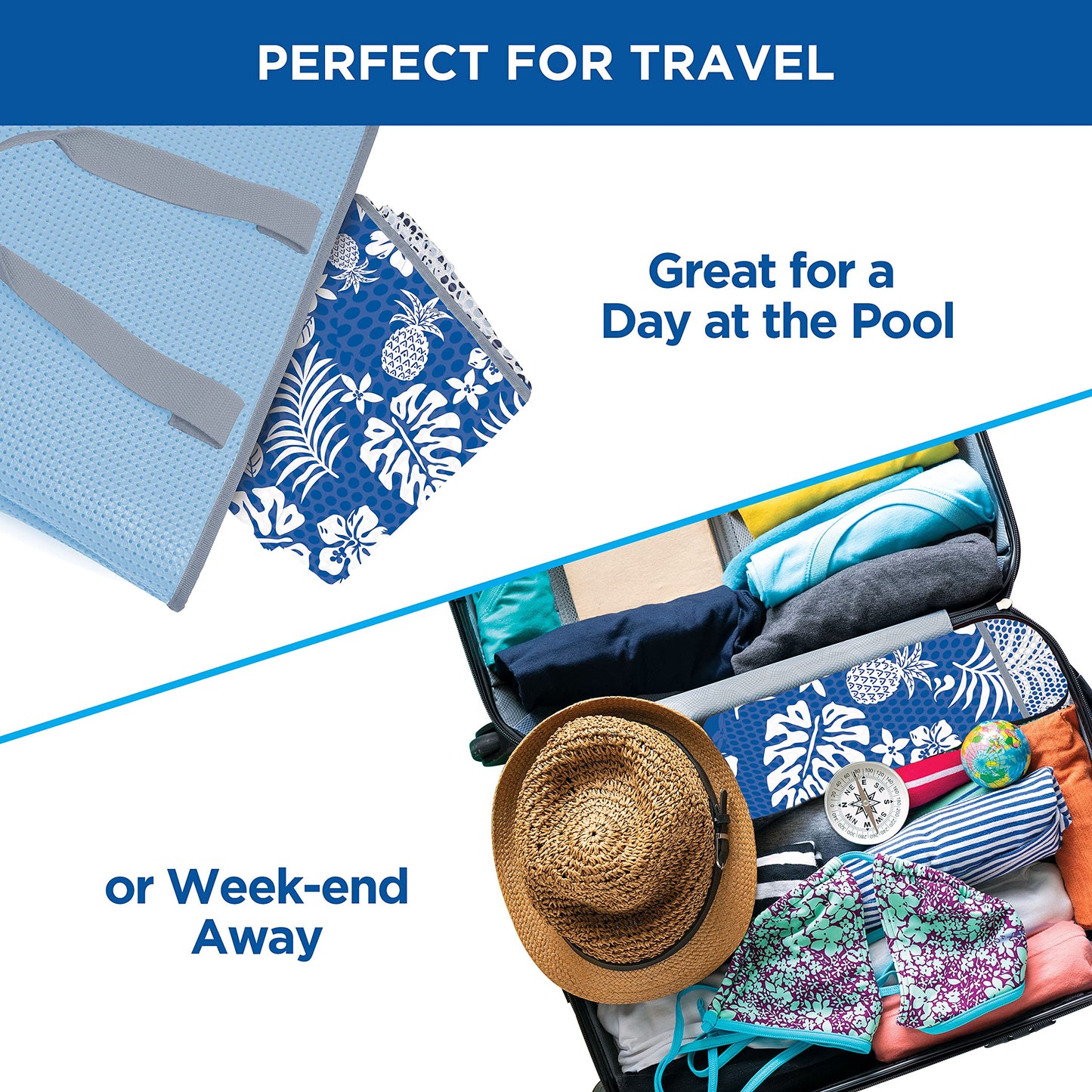 Aqua Deluxe Inflatable Pool Noodle Chair – Soft Mesh Sling-Floating Chair Noodle Float – Blue Pineapple Hibiscus