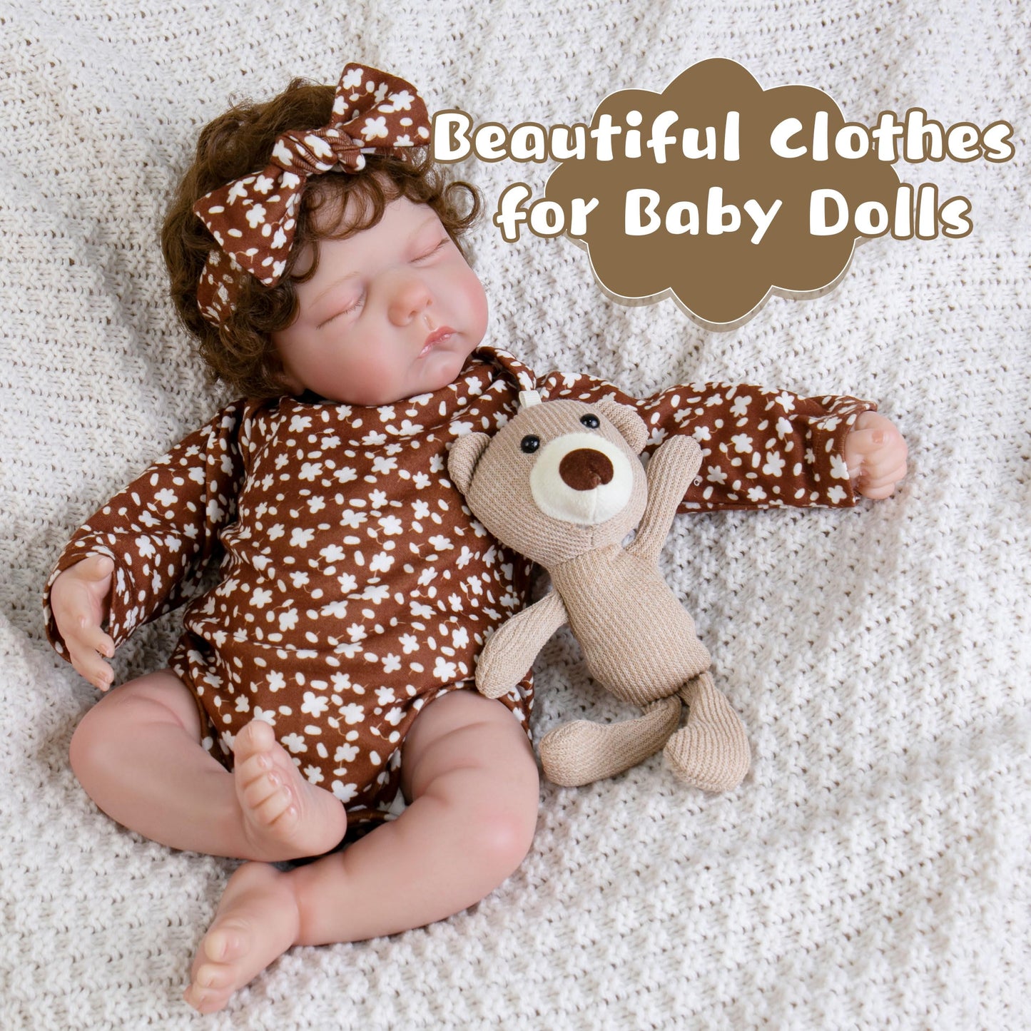 Ekokiz Reborn Baby Dolls Clothes Girl Cute Baby Clothes For Dolls Fashion Doll Clothes 17-22 Inches Outfit Accessories Set Fit N