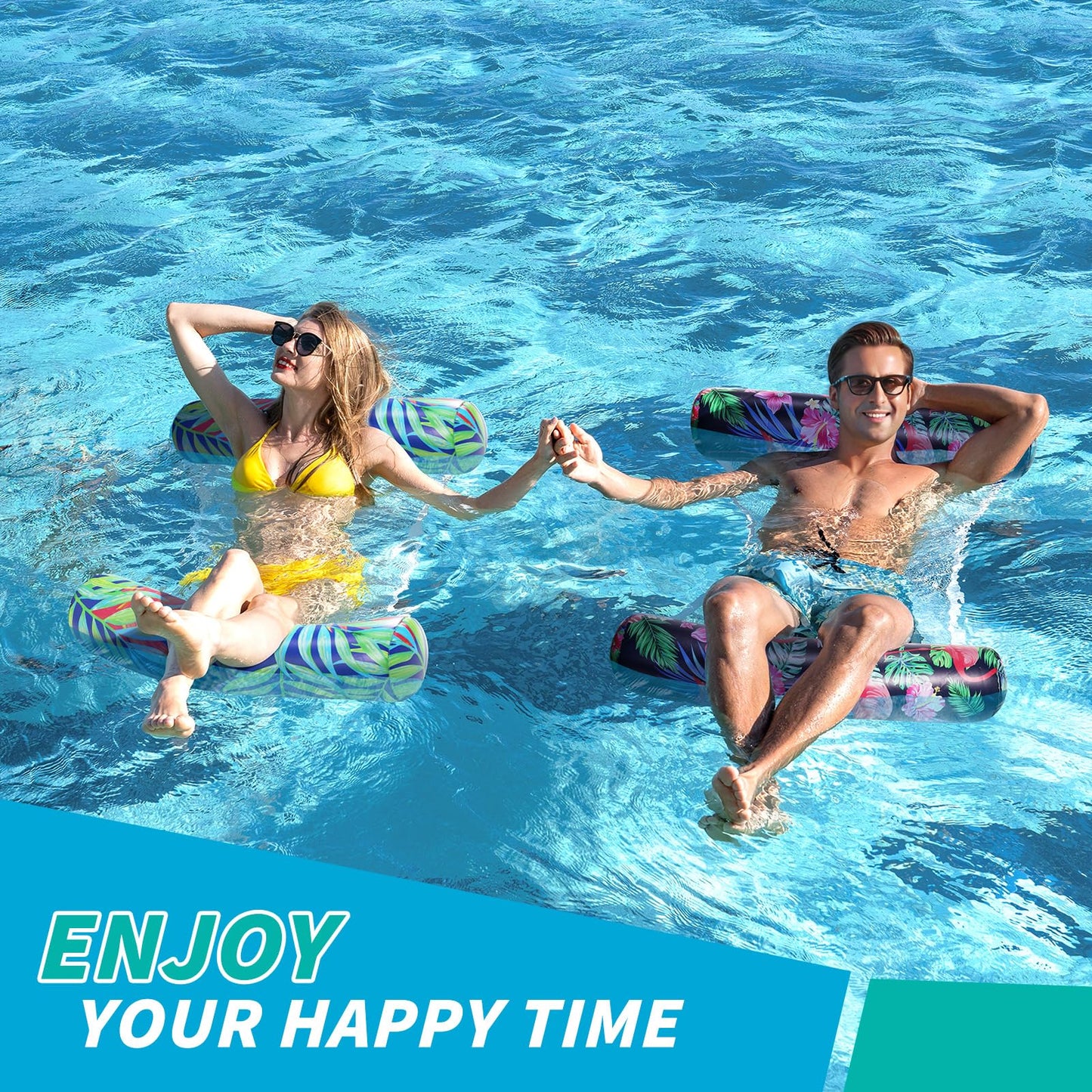 Pool Floats - 2 Pack Pool Floats Adult Size, Inflatable Pool Floats Rafts 4-In-1 Multi-Purpose