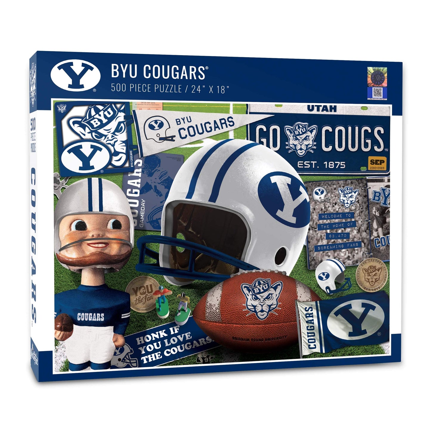Youthefan Ncaa Byu Cougars Retro Series Puzzle - 500 Pieces, Team Colors, Large
