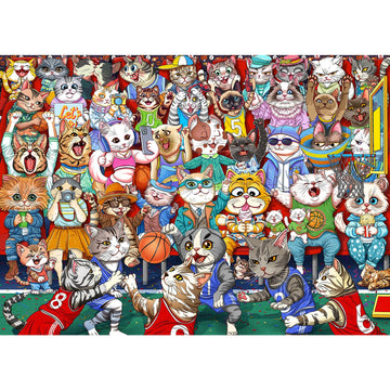 Puzzles for Adults 1000 Pieces, Cat Basketball Fun Jigsaw Puzzles Challenging Game, Puzzles Interlock Perfectly No Dust, for Hou
