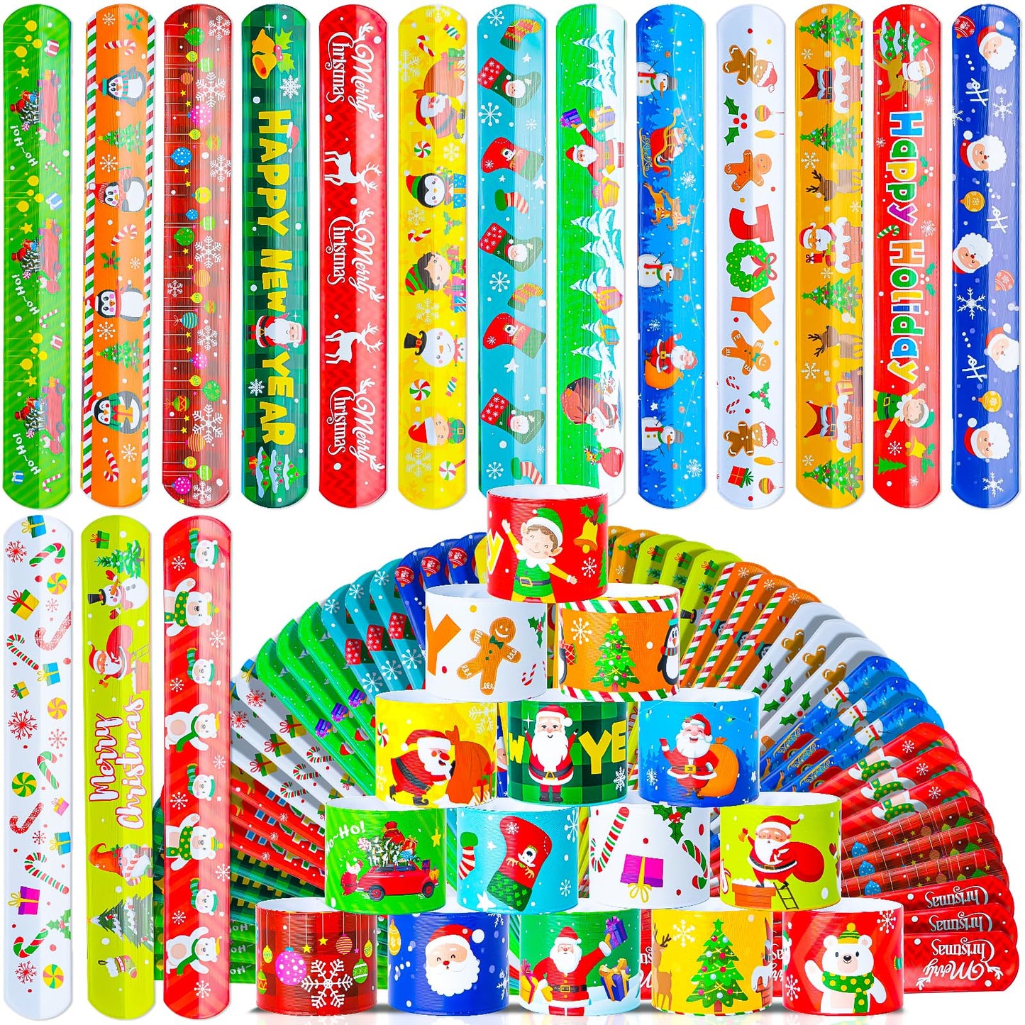 Christmas Gifts for Kids Party Favors Christmas Slap Bracelets for Kids Xmas Gifts for Students and Classes Christmas Stocking S