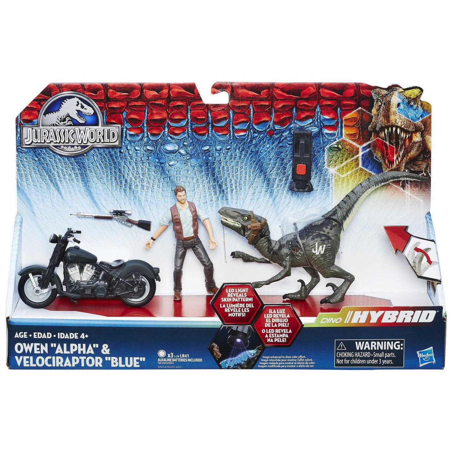 Hasbro Jurassic Park Alpha Cycle & Hybrid Raptor Pack, Large, Multicolor, Model B8634AS0, Plastic