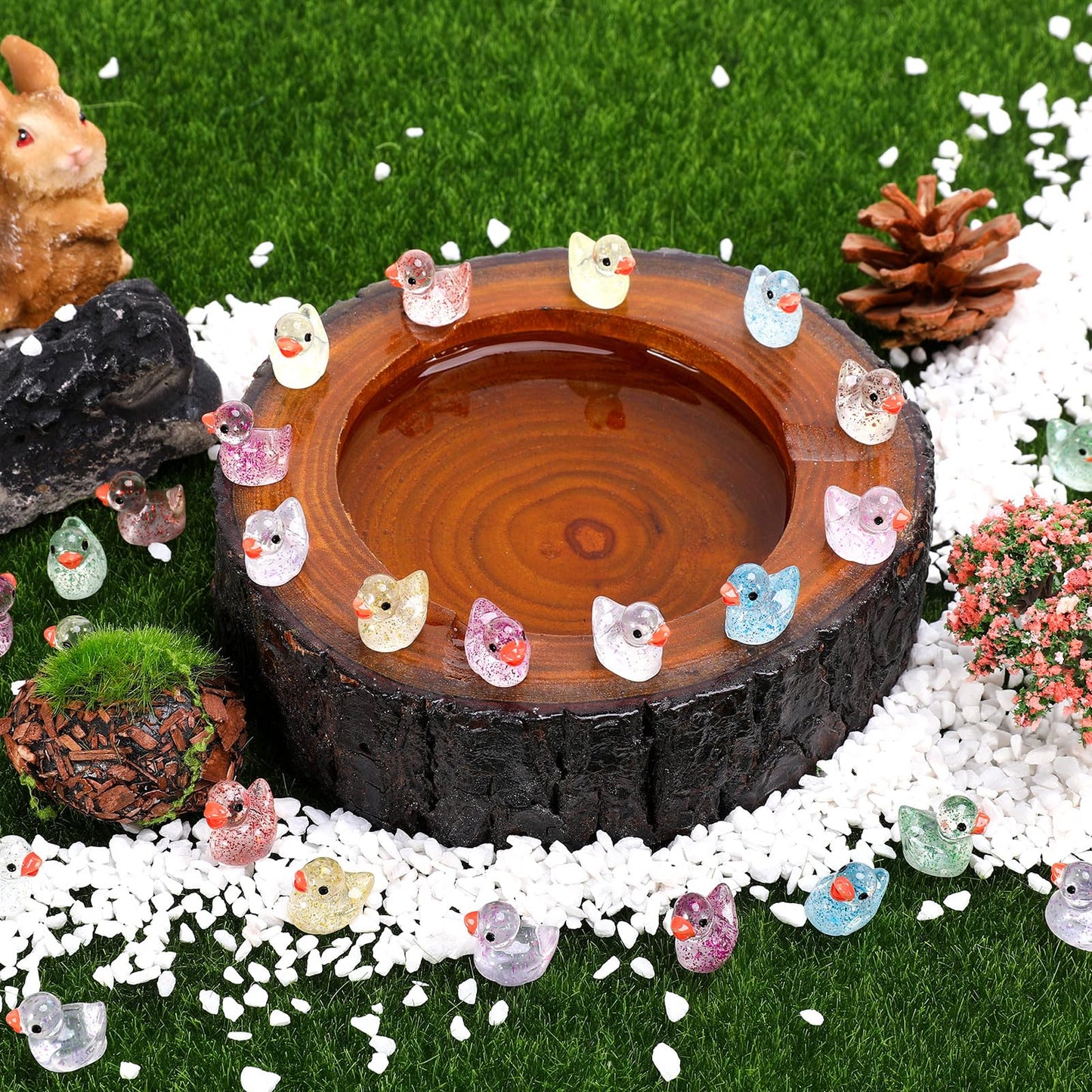 Fuyamp 120 Mini Resin Duck Patterns,Colorful Mini Ducks,Mini Garden,Mini Cute Duck Decoration Patterns,Family Garden,Doll House