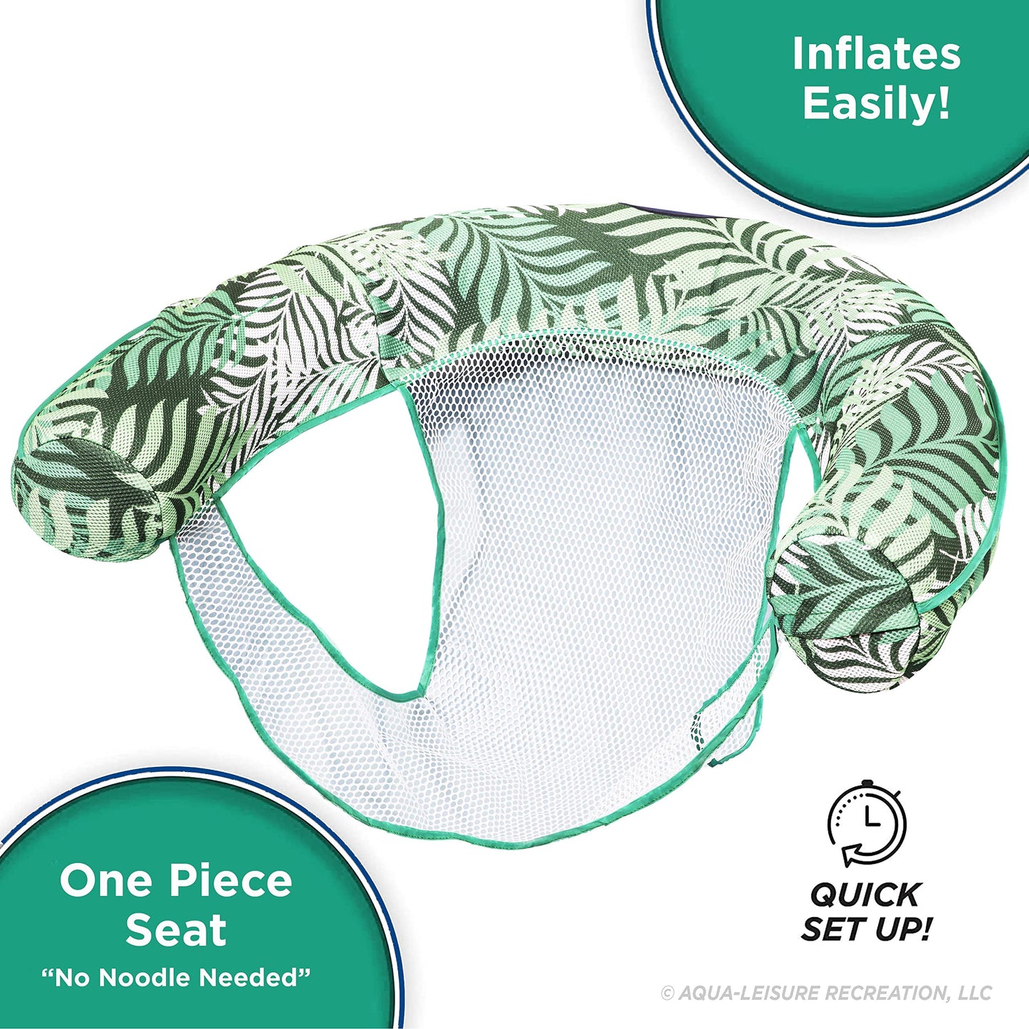 Aqua Supreme Oversized Inflatable Pool Noodle Chair – Soft Mesh Sling-Floating Chair Noodle Float – Teal Fern