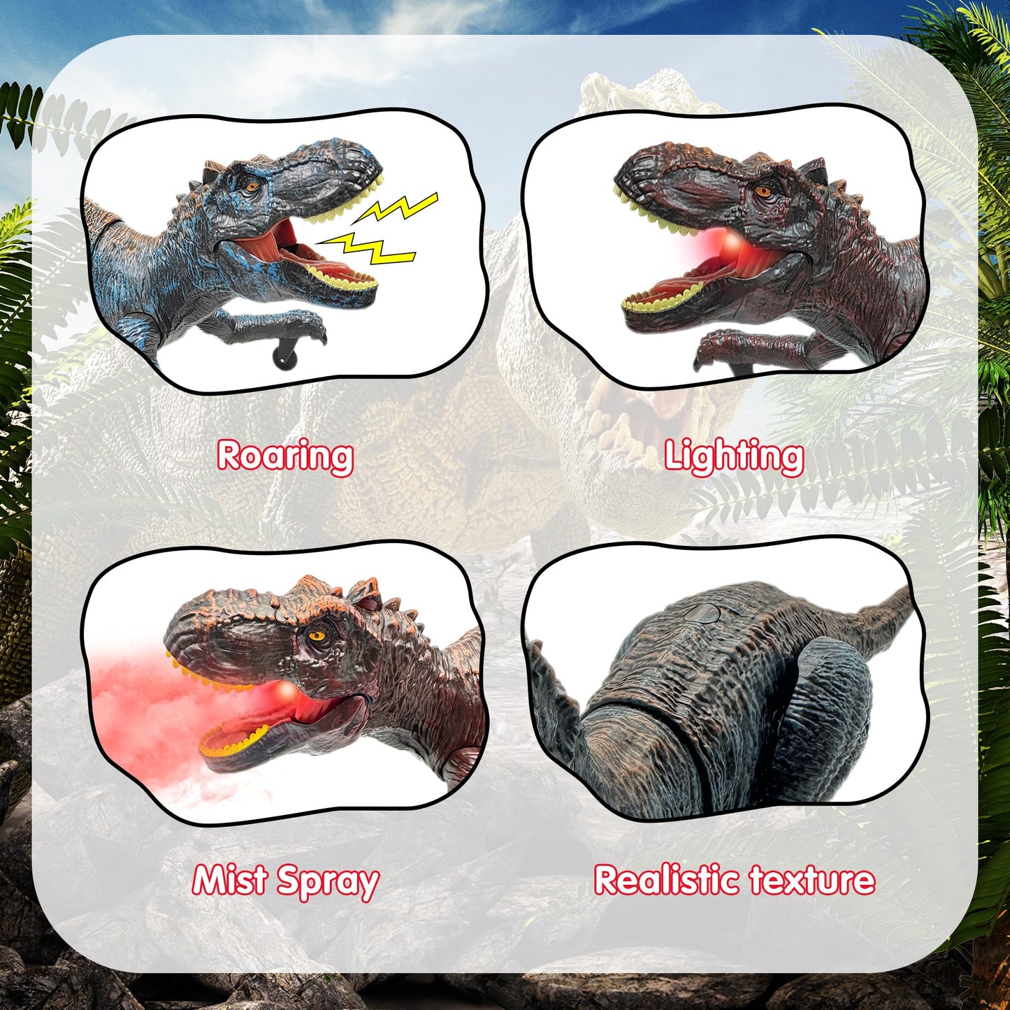 Moskiddo Remote Control T Rex Dinosaur Toy for Kids, Blue, Ages 3-12, Ideal Christmas & Birthday Gift for Boys