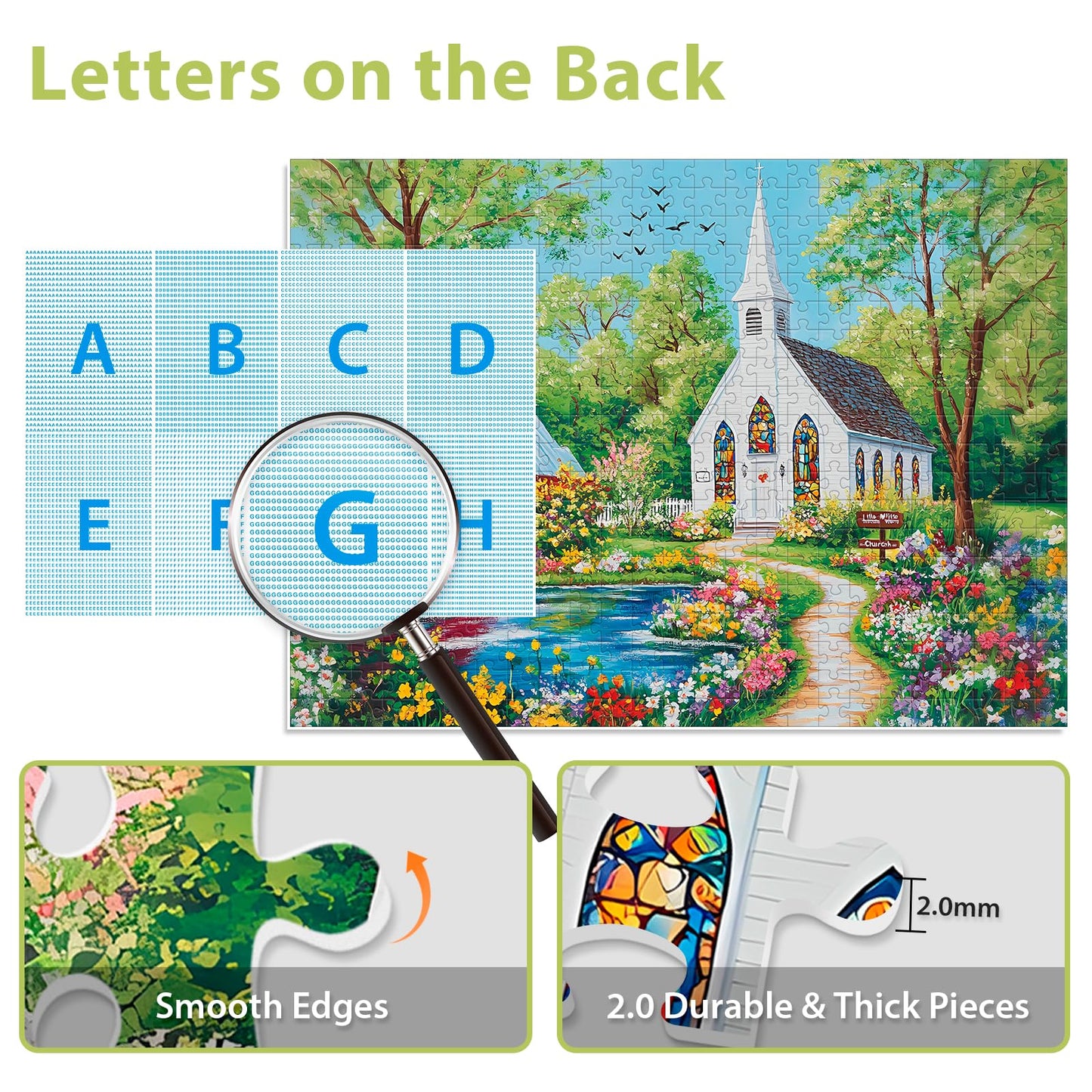 500 Pieces Jigsaw Puzzles For Adults, Spring Chursh Puzzle For Adults Children Seniors, Recycled Paper Puzzle 500 Pieces, No Dus