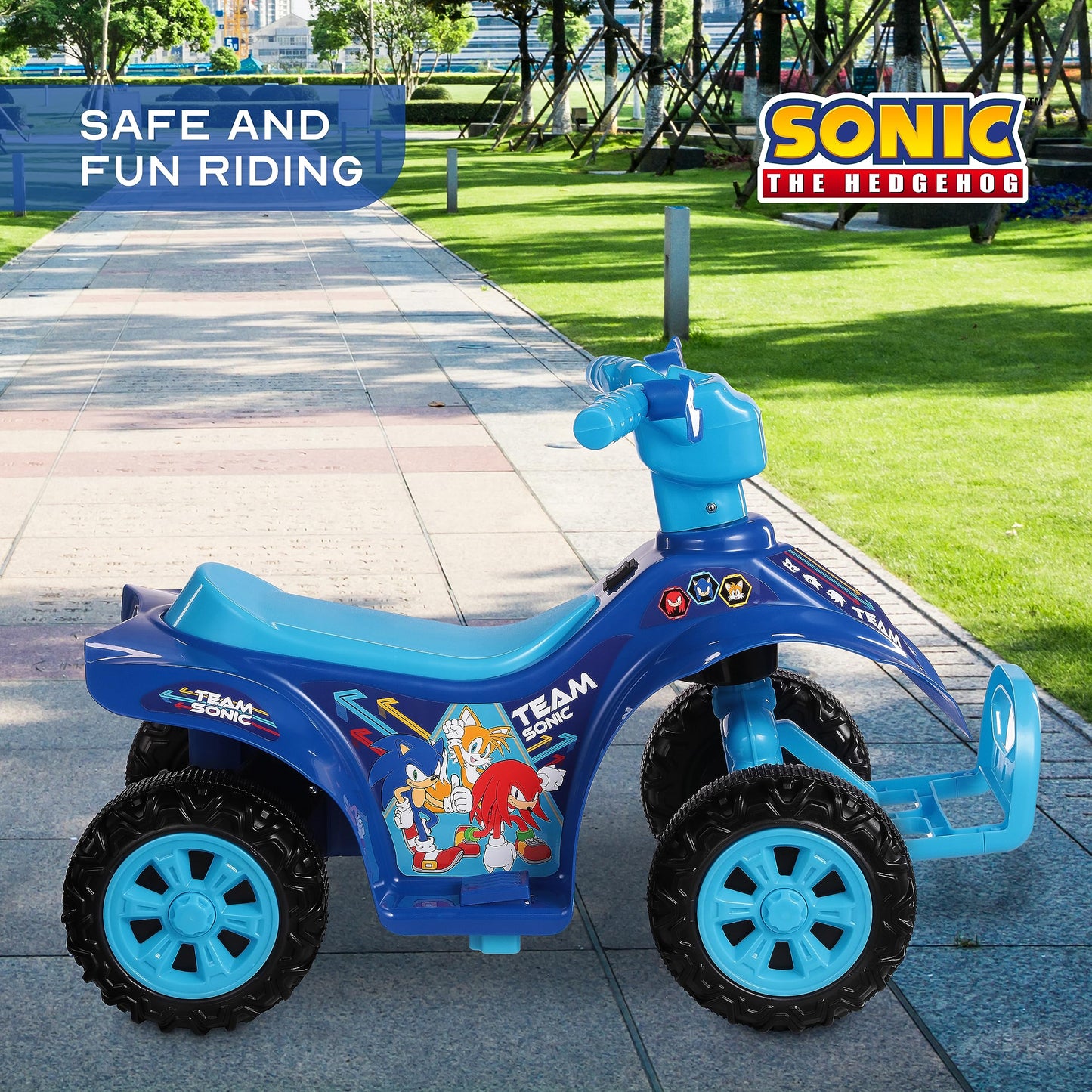 Sonic The Hedgehog 6V ATV Quad for Kids by Voyager - Safe Ride-On Toy with Rechargeable Battery, Max Weight 55 LBS, Ages 2-3 Years