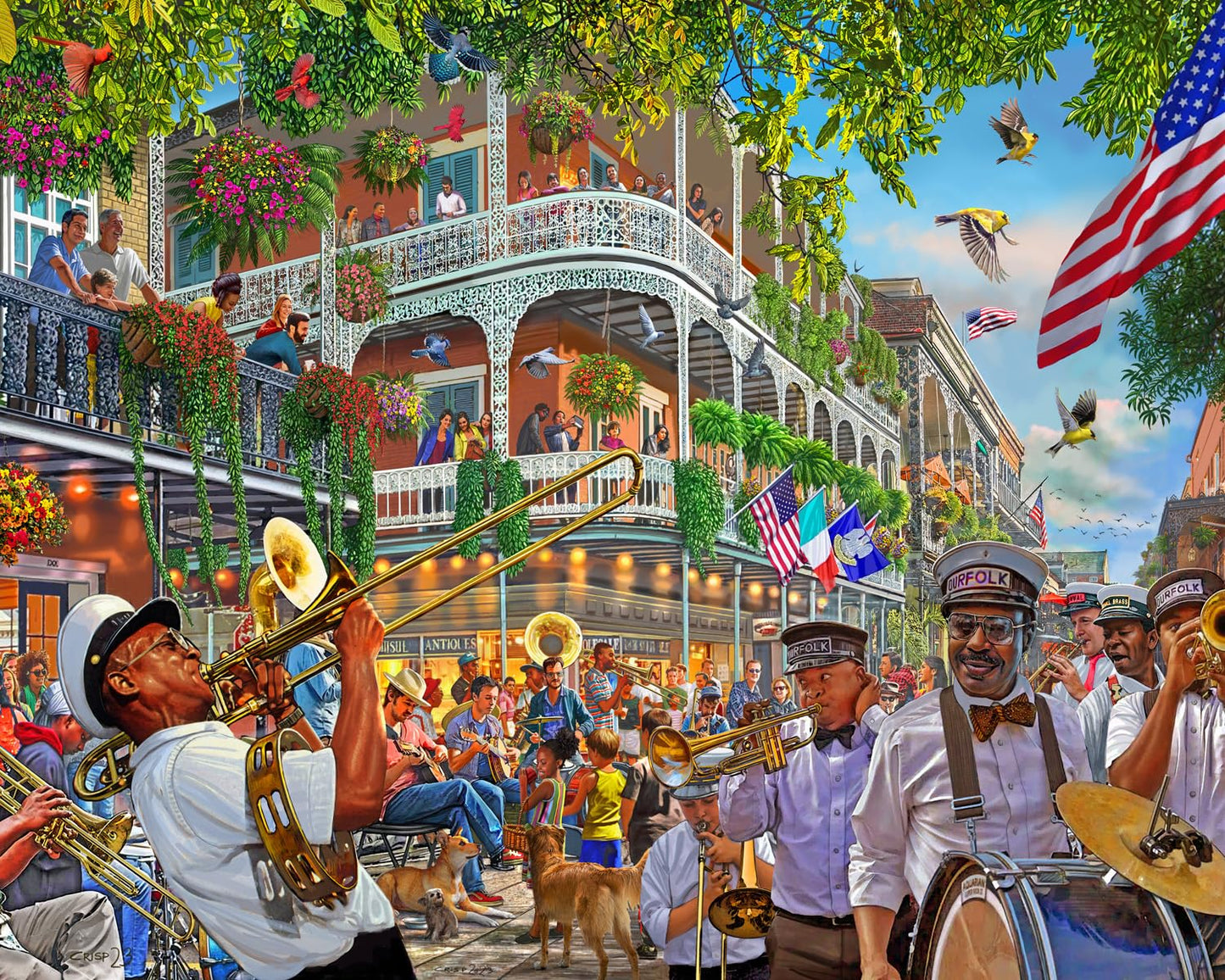 Vermont Christmas Company New Orleans Jigsaw Puzzle 1000 Piece - Fully Interlocking And Randomly Shaped Pieces - Large Size 30' X 24'