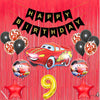 9Th Car Theme Happy Birthday Banner Decoration Black For 9 Year Old Baby Boys Girls Kids 5 Pc Lightning Macqueen Theme 10 Pc Con