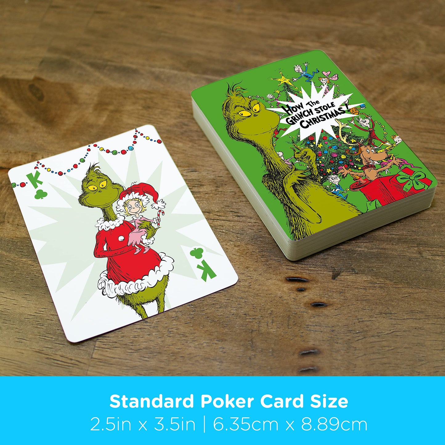 Aquarius Grinch Playing Cards – Deck Of Cards For Your Favorite Card Game-Officially Licensed Ginch Merchandise & Collectibles-Poker Size W Linen Finish
