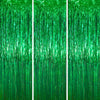 Voircoloria 3 Pack 3.3 x 6.6 ft Green Foil Fringe Backdrop Curtains, Tinsel Streamers Party Decorations, Fringe Backdrop for Bir