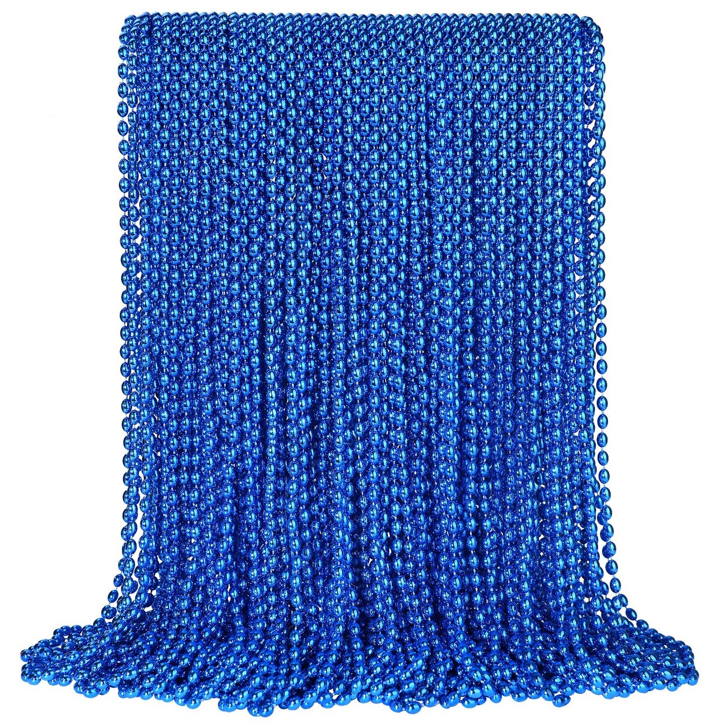 100 PCS Blue Bead Necklace, Blue Mardi Gras Christmas Oval Beads, 30.5'' 4th of July Patriotic Beads Necklaces, Parade Throw Acc