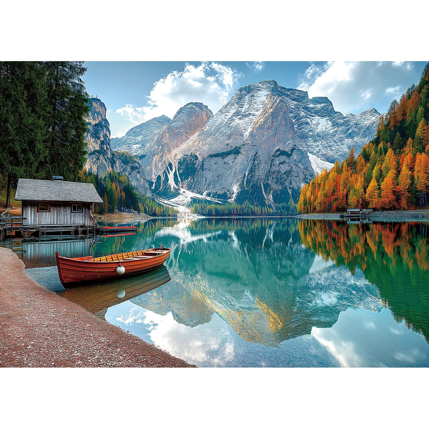 Braies Lake Jigsaw Puzzles 1000 Pieces Nature Landscape Puzzles For Adults 1000 Pieces With Letters On Back Hard Impossible Diff
