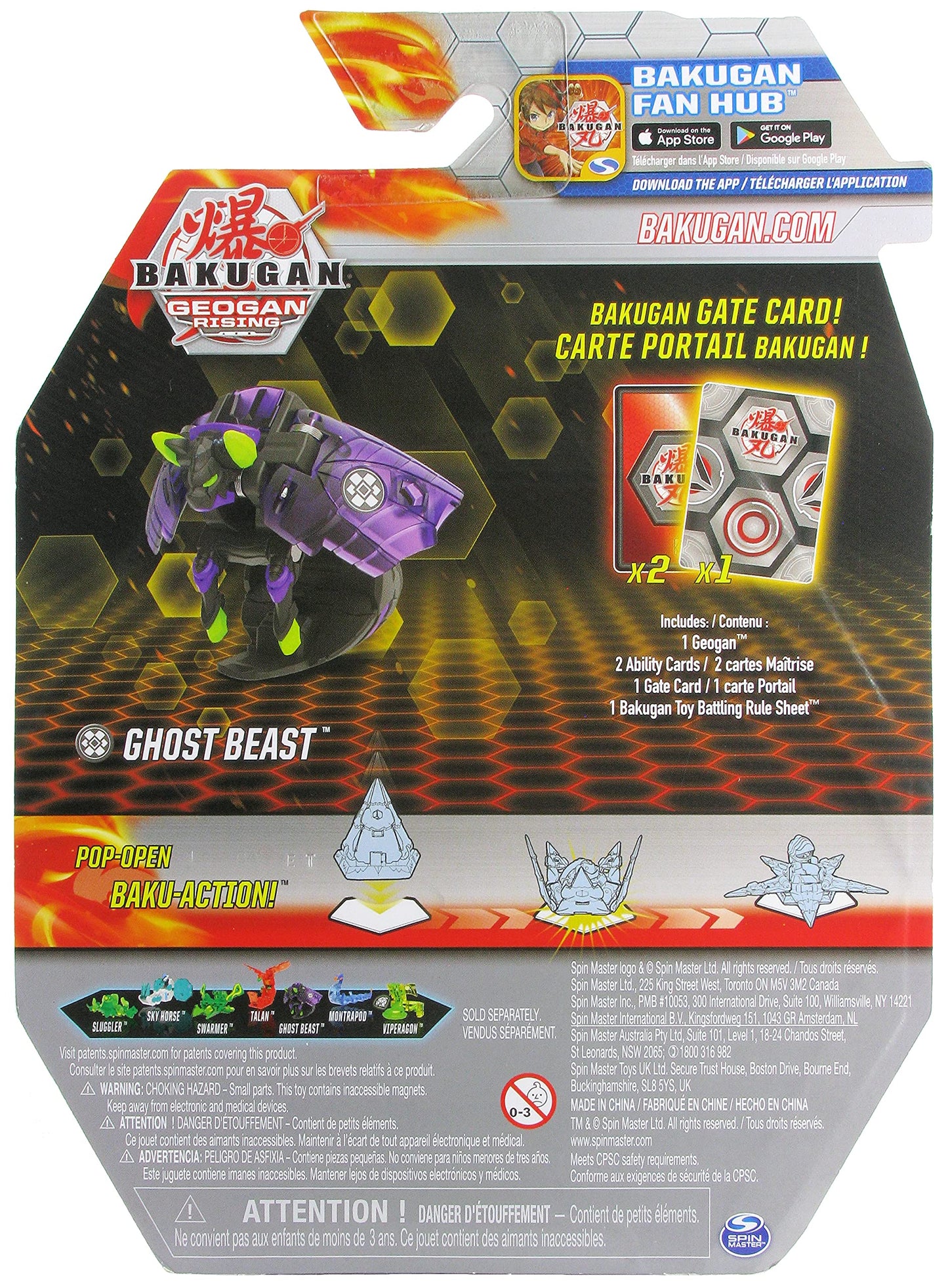 Bakugan Geogan Rising 2021 Darkus Ghost Beast Geogan (Viloch Combiner Part 3 Of 7) Collectible Action Figure And Trading Cards