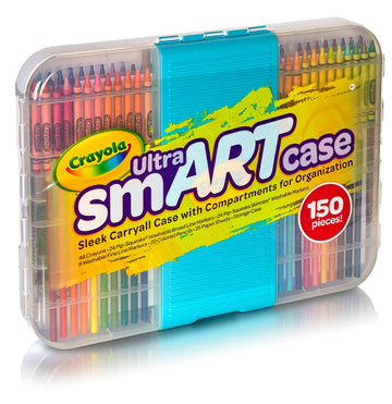 Crayola Ultra Smart Case Art Set for Kids, 150 Pieces, Multi-color, Model 04-6810, Ideal Gift, Includes Crayons