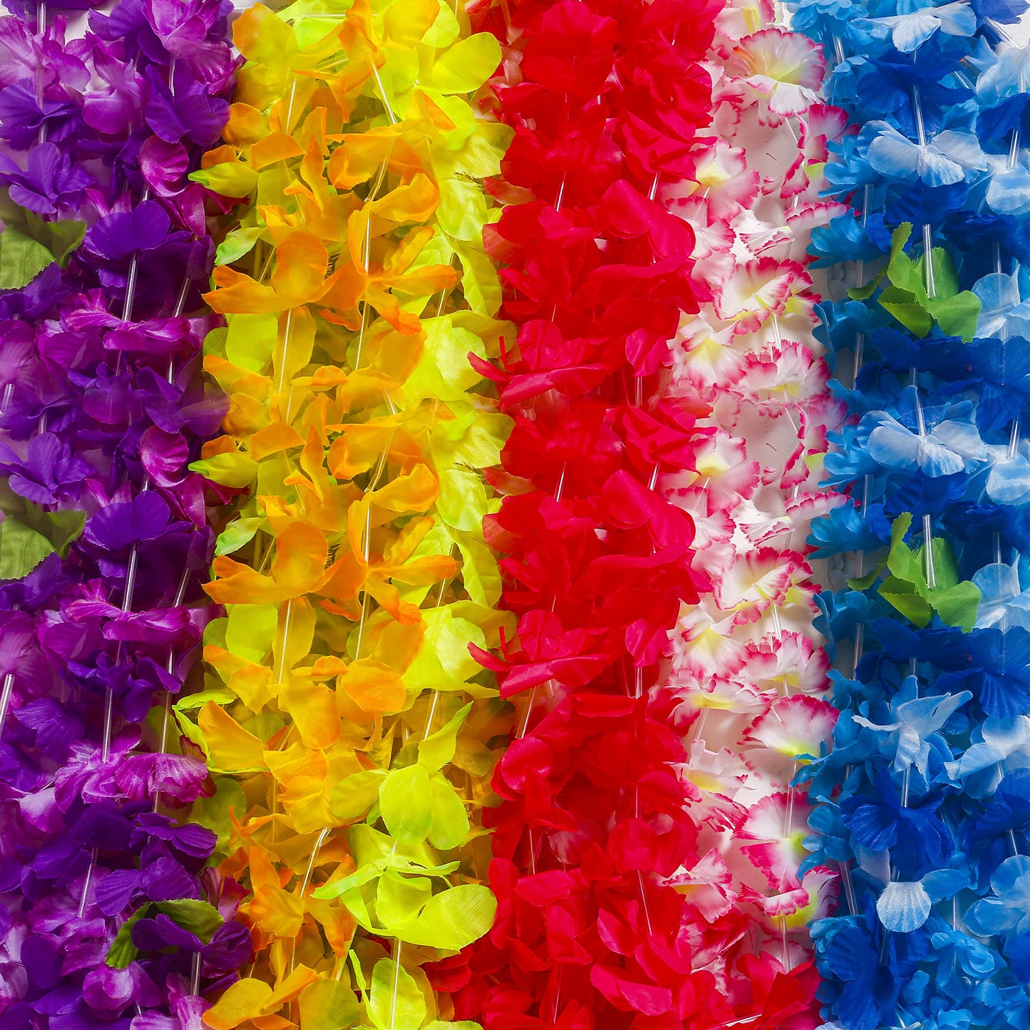 Hawaiian Leis 100pcs, Luau Birthday Party Decorations, Hawaiian Necklace Silk Flower leis for Luau Beach Birthday Party Decorati
