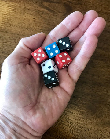 Funiverse 100 Bulk 16mm Dice 4 Color Assortment (Red, Blue, Black and White)