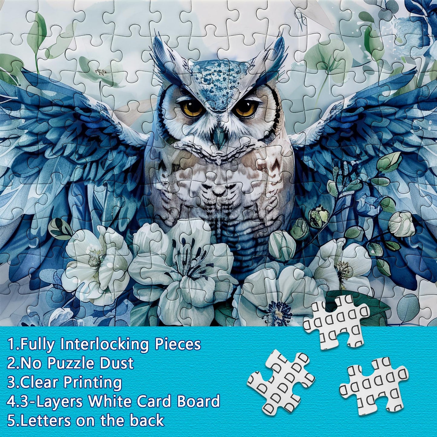 Buhah Owl Flower Puzzle Fantasy Painting Puzzles For Adults 1000 Pieces Bird Animal Art Jigsaw Puzzles Hard Challenging Puzzles