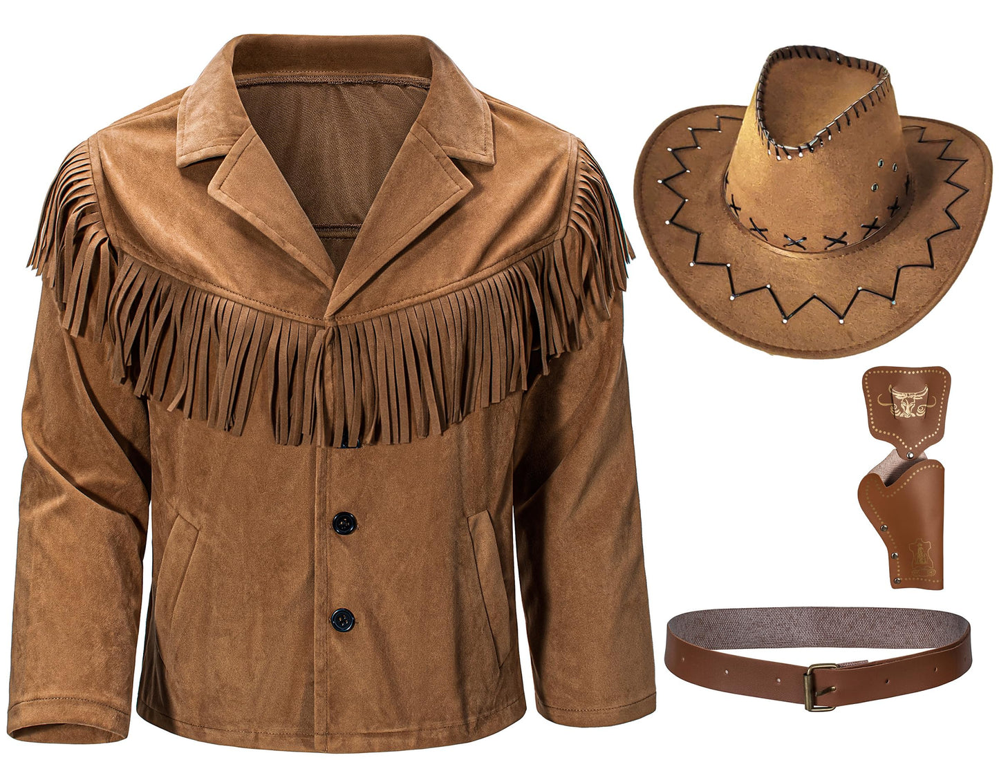 Kaipute Cowboy Costume Kids Jacket For Boys Girls Western Role Play Halloween Party Cosplay 4-5T Yellow