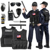 Luucio Swat Police Officer Costume For Kids, Police Costume For Kids, With Swat Costume, Swat Vest, Halloween Costume For Boys,