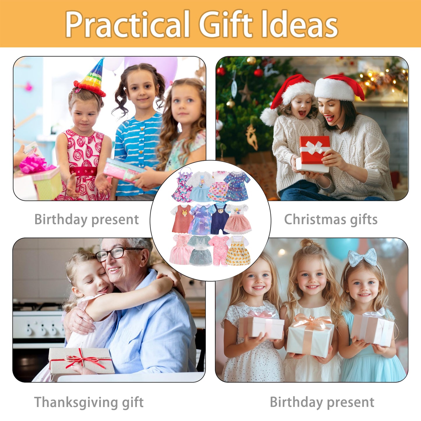 Girl Doll Clothes,12 Sets Doll Clothes Dress for 12 13 14 Inch Dolls, Lovely Baby Doll Outfits Accessories for Christmas Birthda