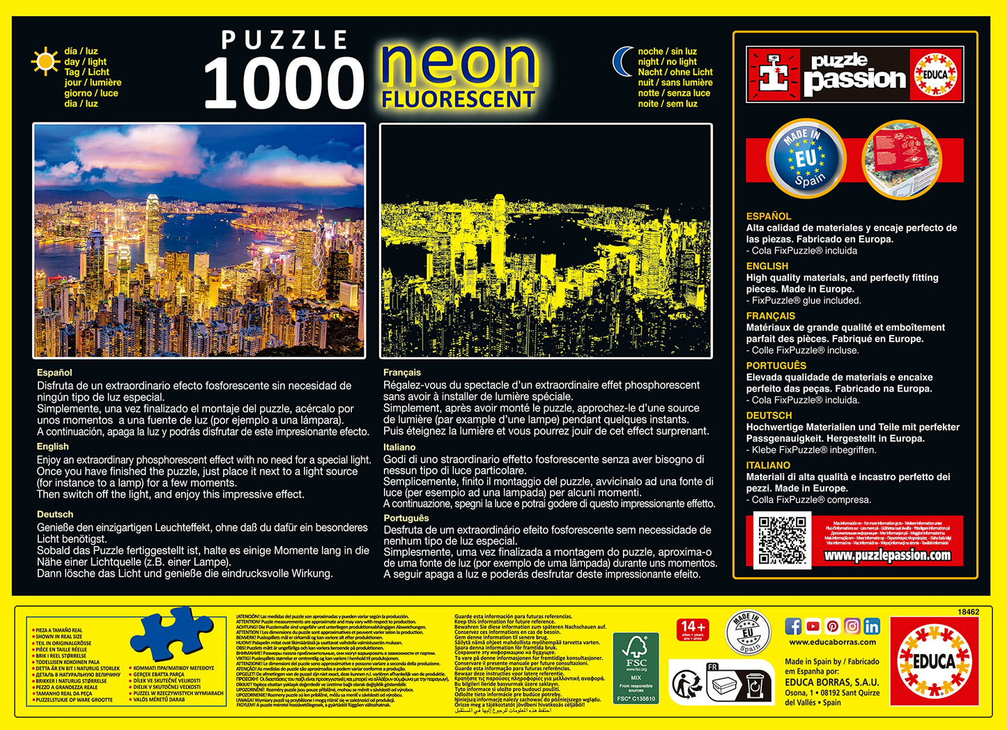 Educa Hong Kong Skyline Puzzle - 1000 Pieces, Green - High-Quality Educational Fun for All Ages