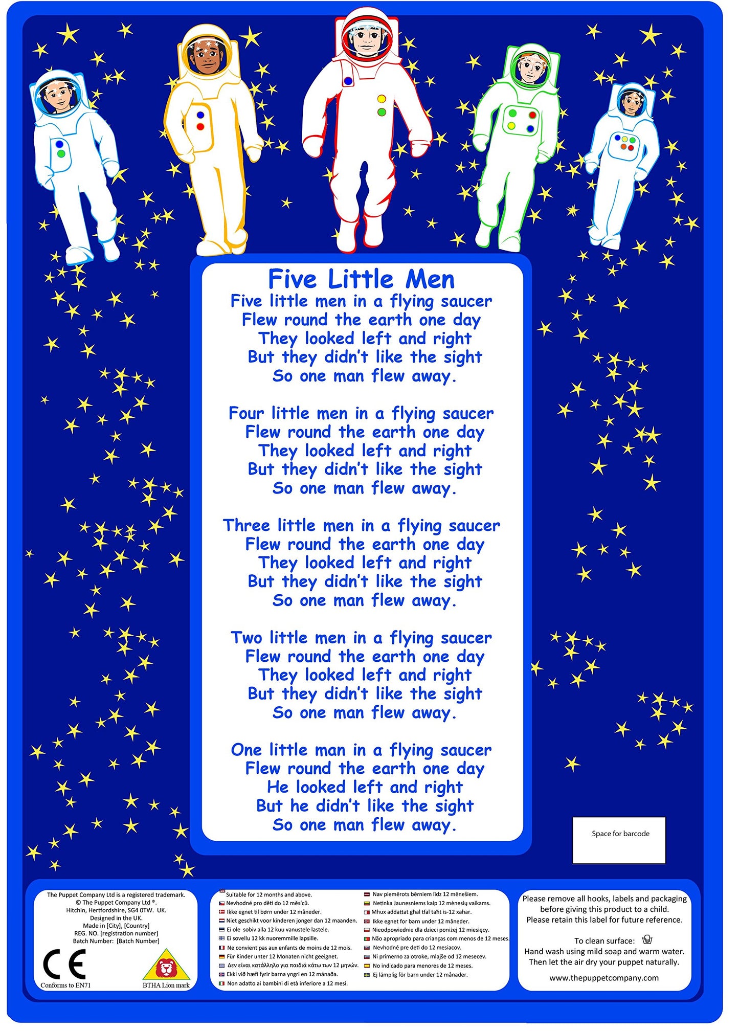 The Puppet Company Favourite Song Mitts Five Little Men Hand Puppet