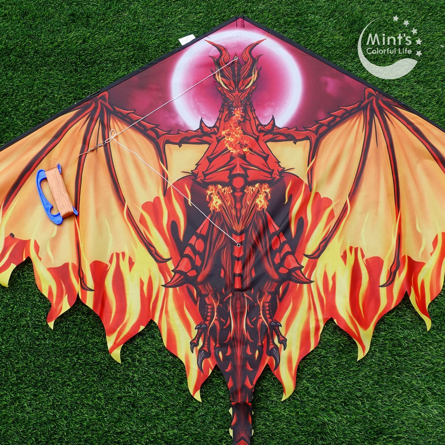 Dragon Kite For Kids Adults, Easy To Fly Best Delta Beach Kite, 300Ft Kite String(Fiery)