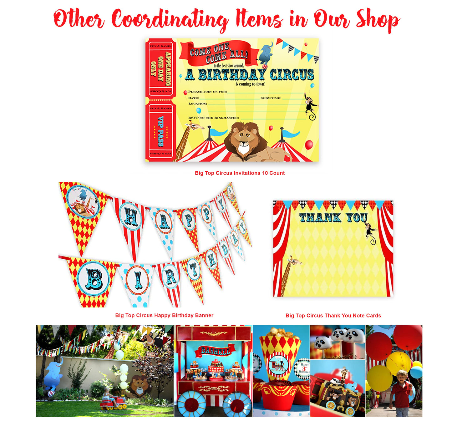 Circus Carnival Happy Birthday Banner Pennant