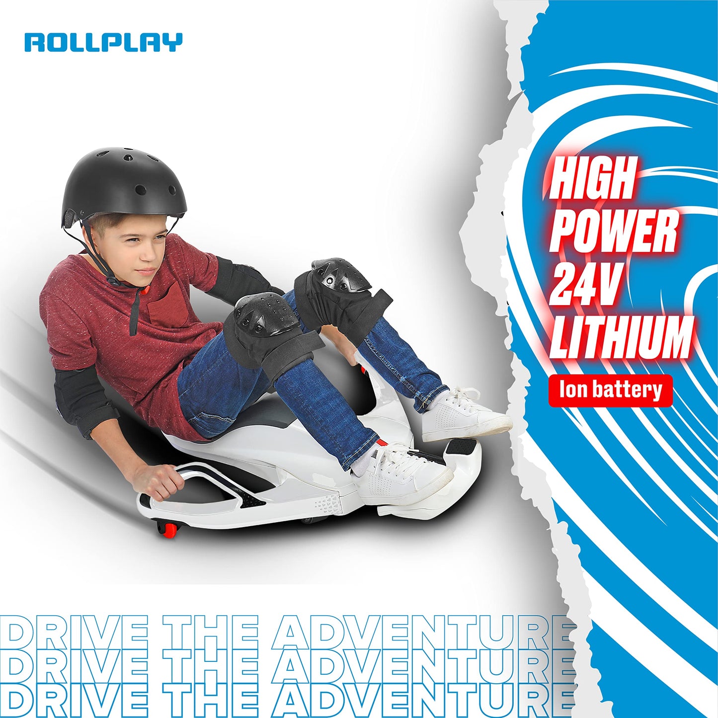 Rollplay Nighthawk NexGen Electric Ride On Toy for Ages 6 & Up with High Power 24V Lithium Ion Battery, Side Handlebars for Stee