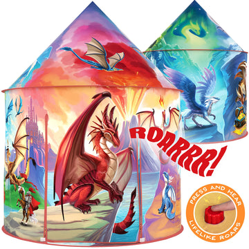 W&O Dragon Hero Play Tent with Roar Button - Epic Pop Up Tent for Boys & Girls - Perfect for Indoor & Outdoor Adventures