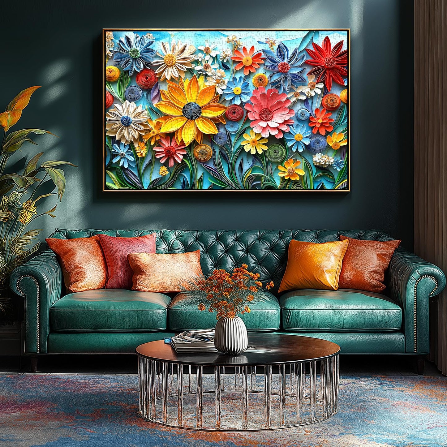Miniwan Puzzles For Adults 1000 Pieces Colorful Flower 1000 Pieces Jigsaw Puzzle For Adults Challenging Art Paper Puzzle Impossi