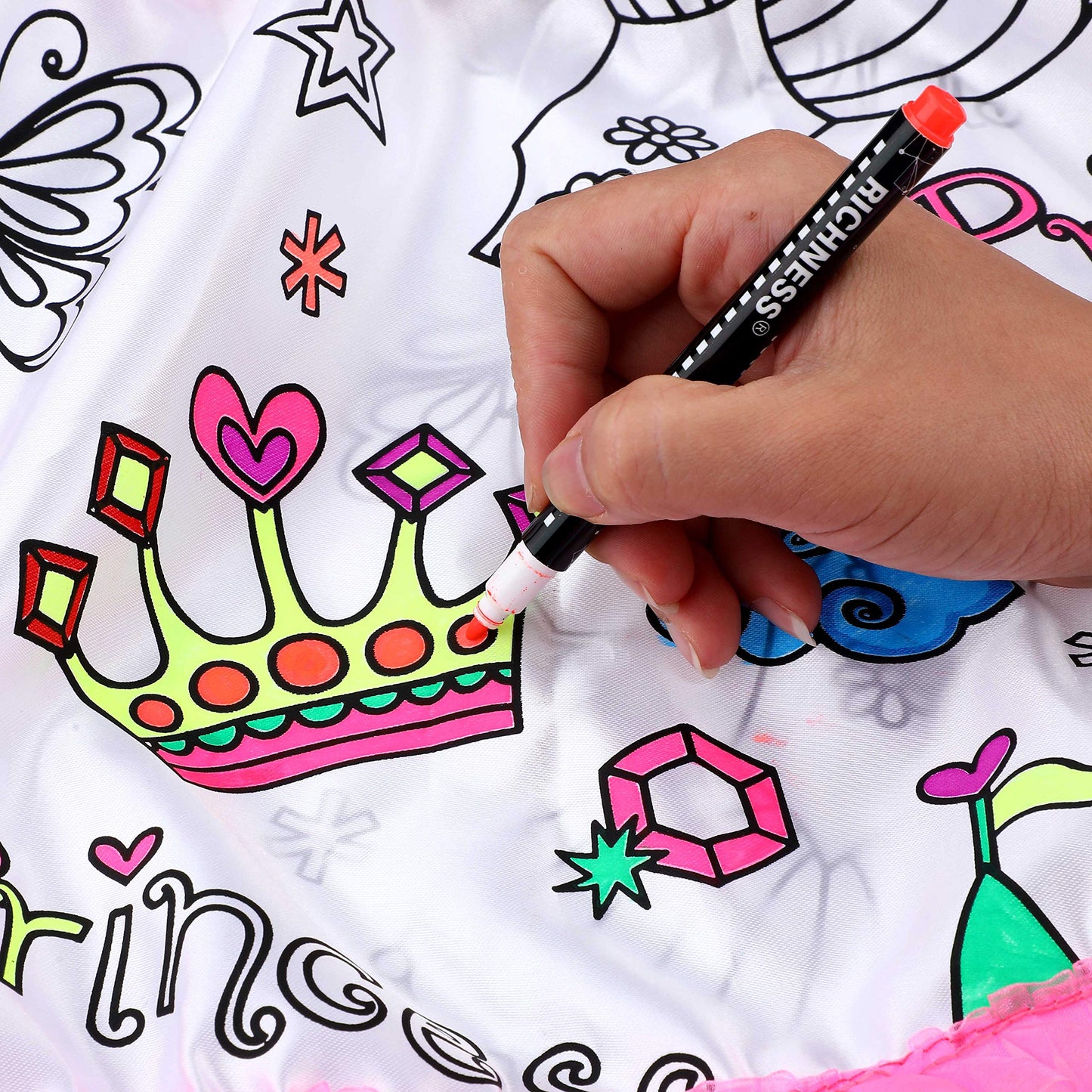 Richness Color Your Own Dress Princess Dress Up Skirt With Fabric Markers & Self-Adhesive Jewels Diy Party Crafts For Girls Age