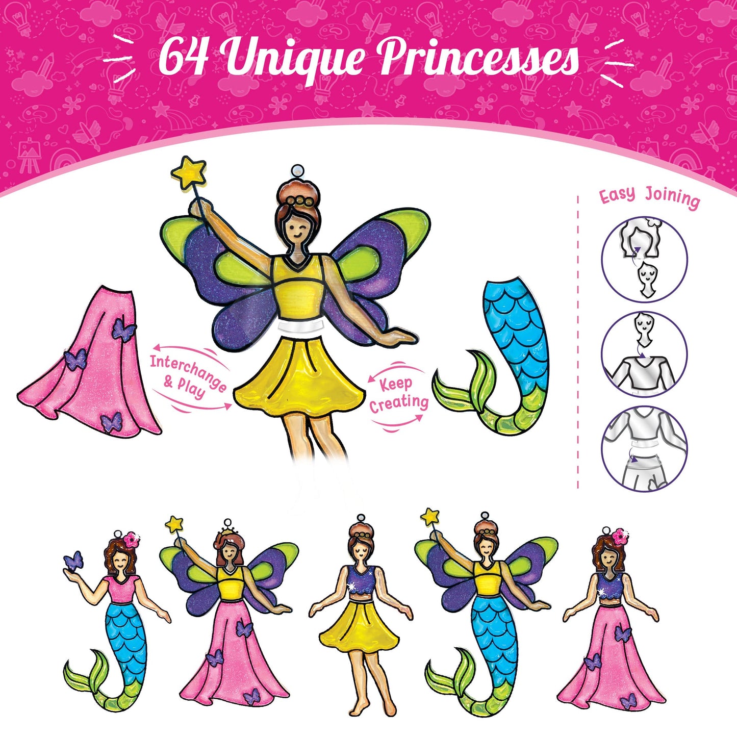 Imagimake Window Art Princess & Unicorn | Suncatcher Kit | Unicorn Toys For Girls Age 5-8 | Craft Kits For Girls Ages 8-12 | Gifts For 5 Year Old Girls