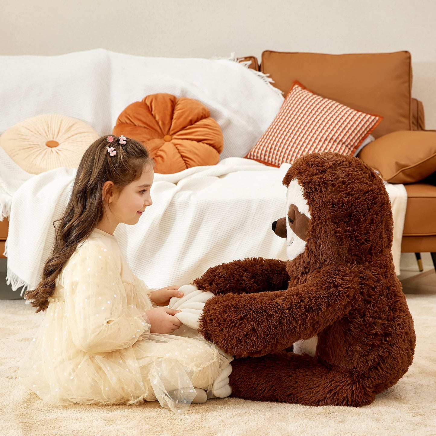 Ikasa Giant Sloth Stuffed Animal Hanging Three Toed 30' Plush Toy,Large Big Jumbo Soft Toys,Huge Size Cute Fluffy Plushy Plushie,Gifts For Kids