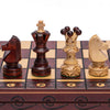 Husaria Wooden Chess Set - Ambassador, 21.7 Inch Large, Handcrafted Brown Chessmen, Felted Folding Board, Model SU-CH128-B