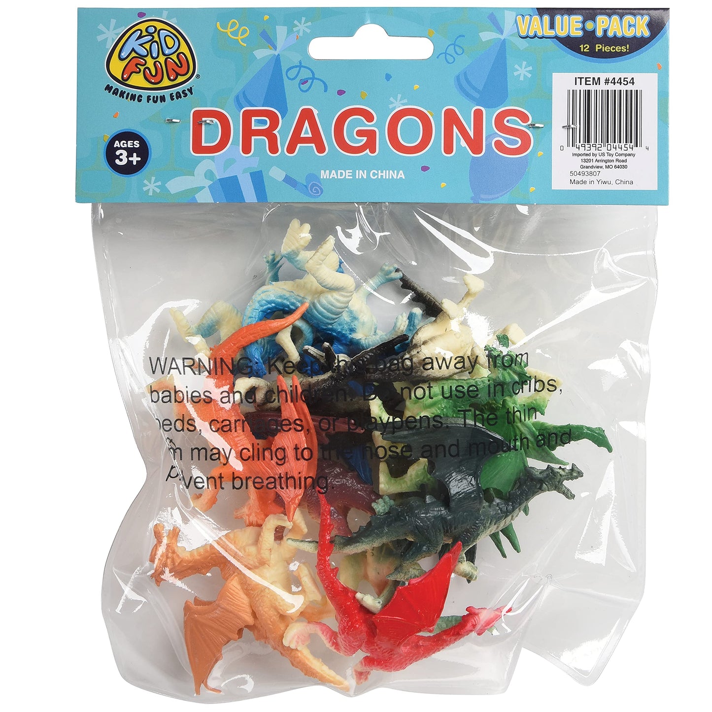 U.S. Toy Assorted Color And Design Mini Dragon Action Figures (12), 36 Months - 10 Years