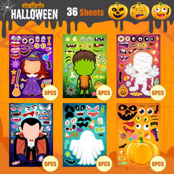 36 Sheets Halloween Stickers For Kids Make Your Own Halloween Stickers, Halloween Favors For Kids, Halloween Crafts For Kids Hal