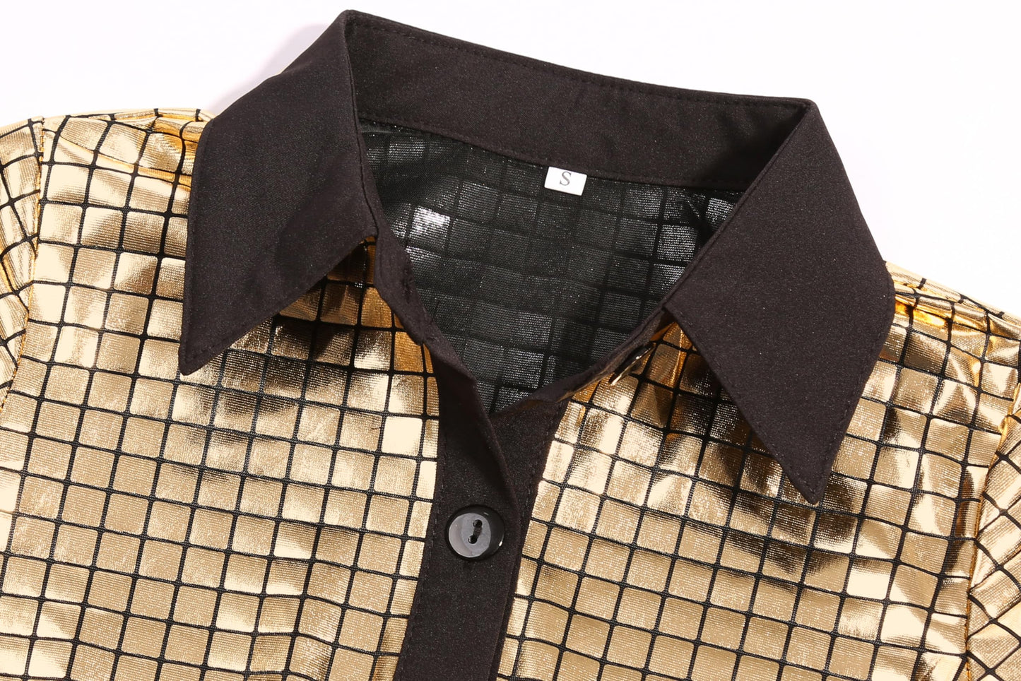SIZGAROOT 70s Outfits for Boys Disco Costume Kids Halloween Party Dress Up (Gold, 10-12 Years)
