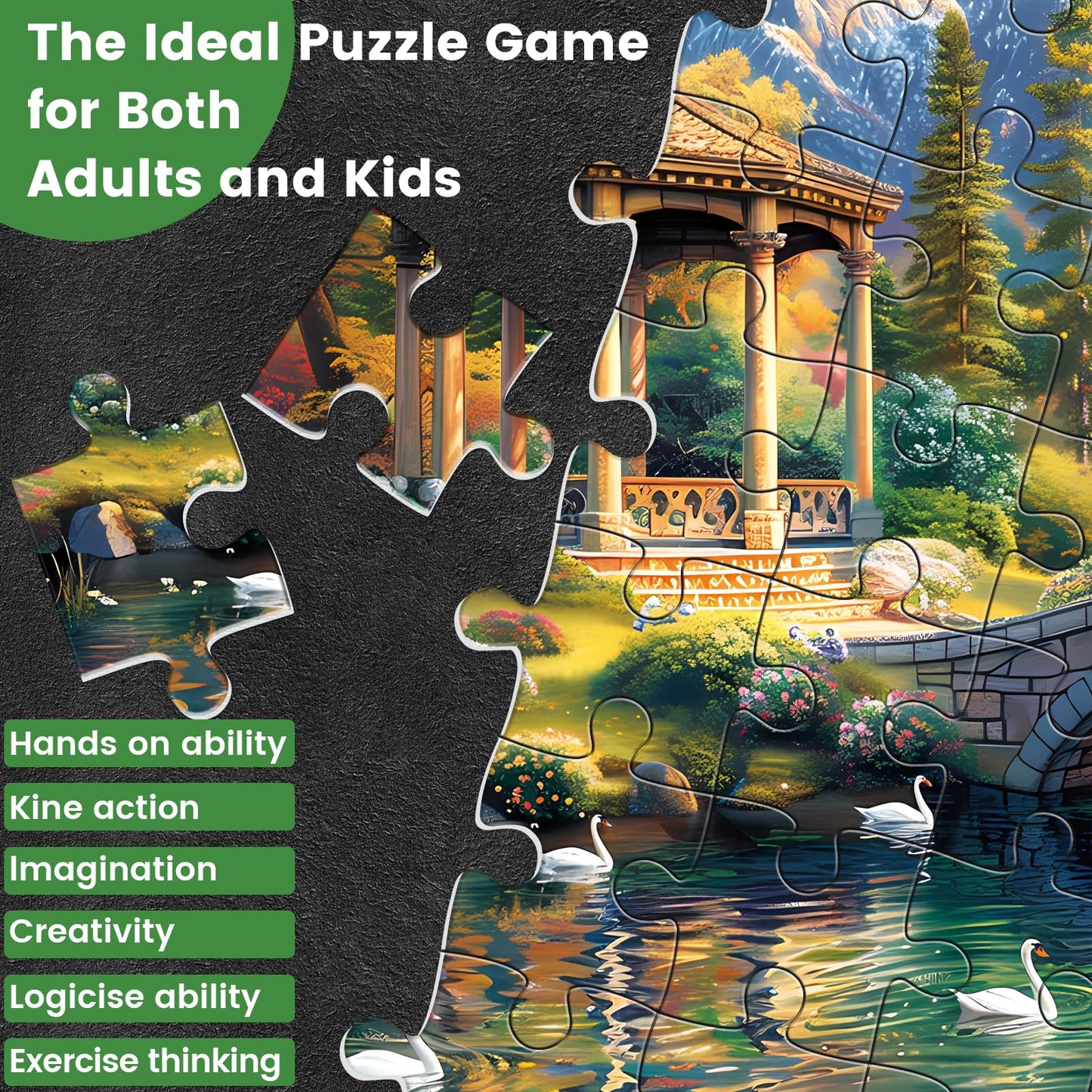 300 Piece Puzzles For Adults, Swan Forest Puzzle 300 Pieces Jigsaw Puzzles Recycled Cardboard Paper Puzzles Difficult Challenging Puzzles Perfect For Family Games 20.5 * 15In